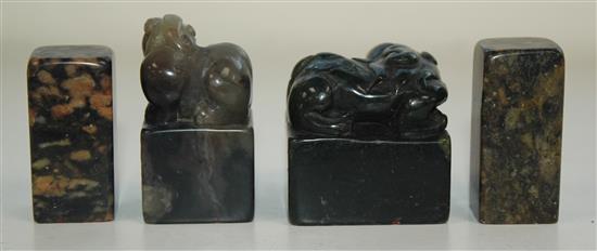 Four Chinese Shoushan stone seals,